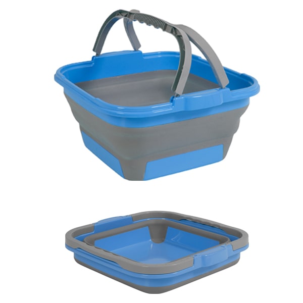 Relaxdays Seau pliable, 10 litres, bec verseur, anse, récipient rétractable  pour la maison & le camping, gris - vert