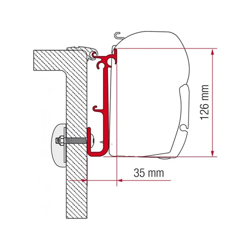 Adaptateur store Fiamma F45 F70 pour paroi de Caravane