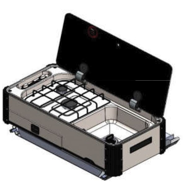 Cuisinire  gaz coulissante sur la longueur 2 feux et vier