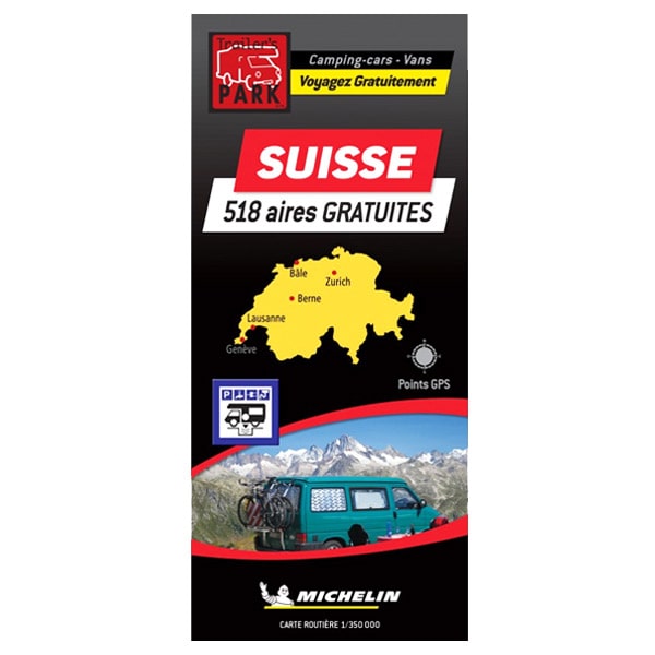 Carte SUISSE Aires de CC et parkings gratuits