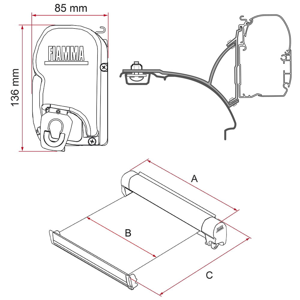 Store Fiamma F45s 2m63 VW T5/T6 California Blanc