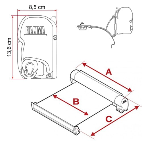 Store Fiamma F45S Blanc 2m60 Royal Grey + adaptateurs VW T5/T6 California