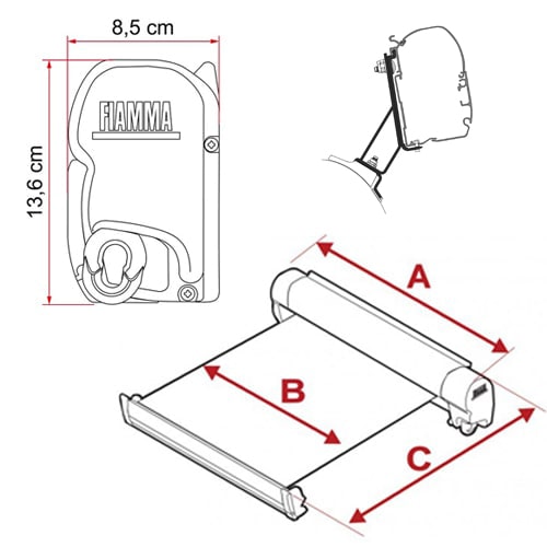 Store Fiamma F45S Blanc 2m60 Royal Grey pour CITROEN, PEUGEOT, OPEL et TOYOTA