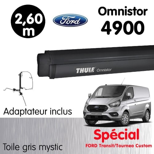 Pack Store Thule Omnistor 4900 Noir 2m60 Gris Mystic + adaptateur FORD