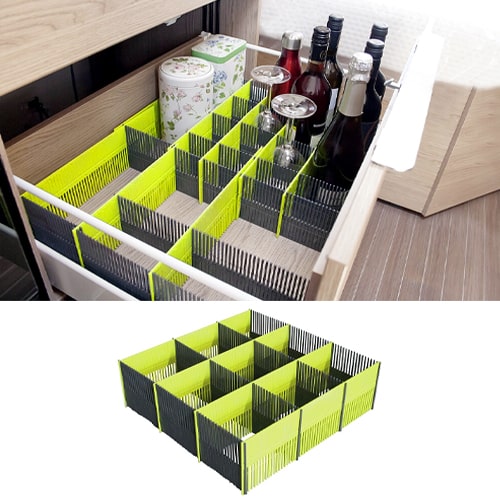 Rails de rangement Purvario MAXXI, pack de 8 - citron vert/anthracite, Support de tasse, Support assiette pour camping-car, Assiette en mélamine  et article cuisine, Accessoires Camping-car