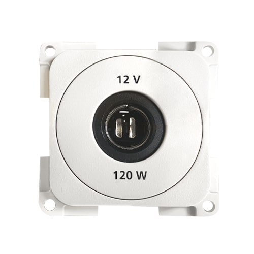 Prise 12V encastrable grise claire avec entourage