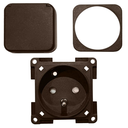 Prise 220V marron avec scurit enfant