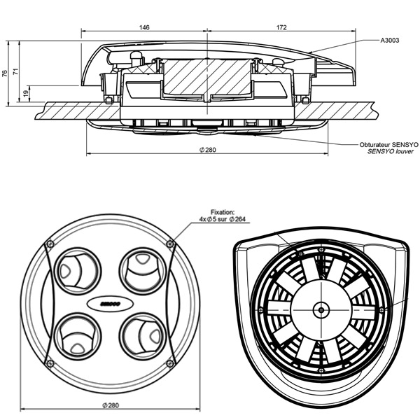 Ventilateur de toit électrique pour caravane et remorque