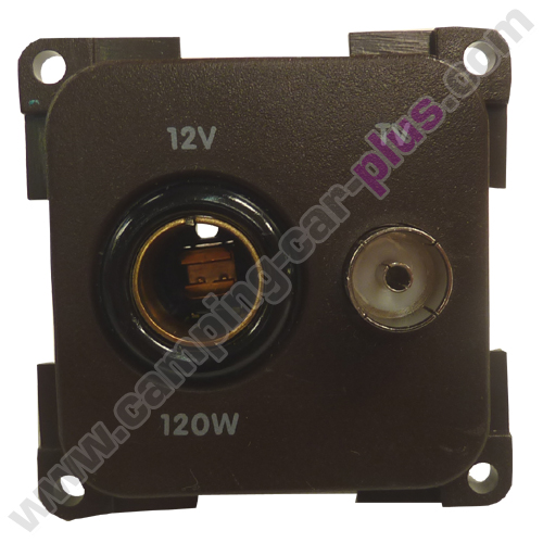 Prise CBE 12V DIN 16A + prise TV marron