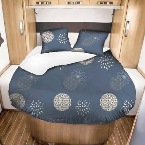 Lit coffre rembourré microfibre Appia bleu clair 140x210