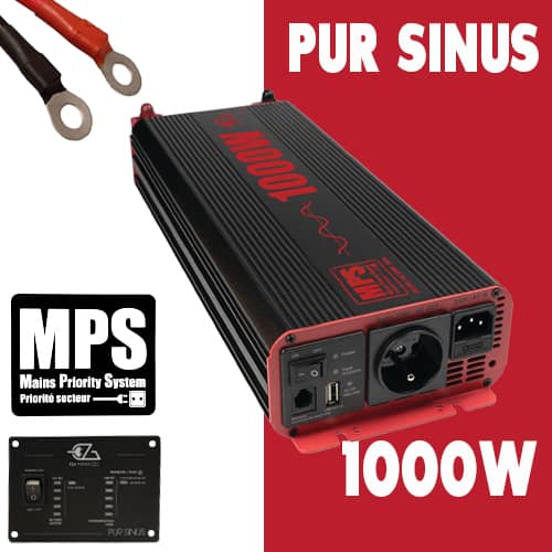 Convertisseur pur sinus 1000w 12v 230v