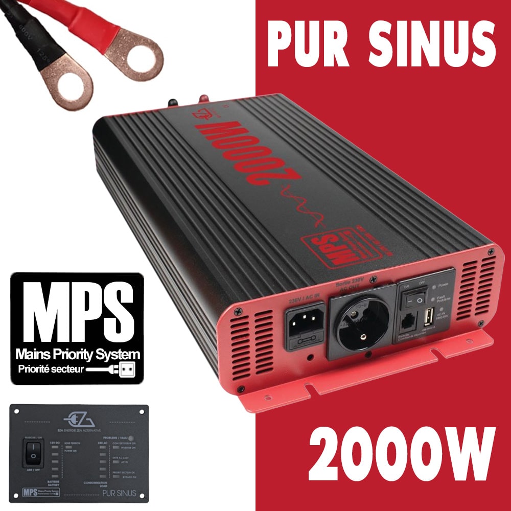 Convertisseur Pur Sinus 2000W EZA avec commande dporte