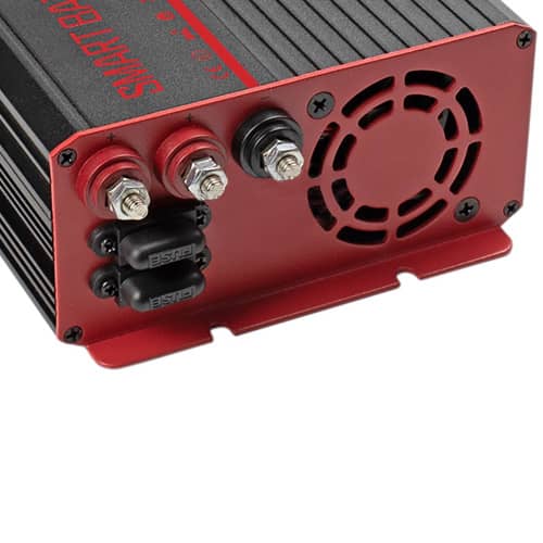 DCRAFT - Chargeur batterie voiture 12V/24V Ampérage charge 30A - Capacité  batterie 90/250Ah - Ampèremètre + Protection polarités - Rouge/Noir