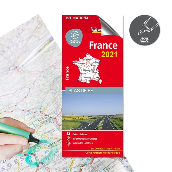 Carte de France plastifie Michelin 2021 Reconditionne
