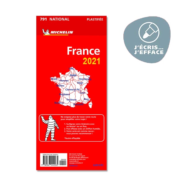 Carte de France plastifie Michelin 2021 Reconditionne