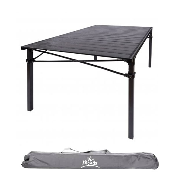 Table De Camping Pliante Aluminium Avec Dessus Enroulable 70x69cm - Sac De Transport