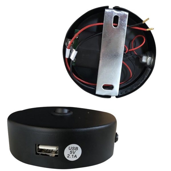 Spot LED noir 12V 2W orientable avec prise USB