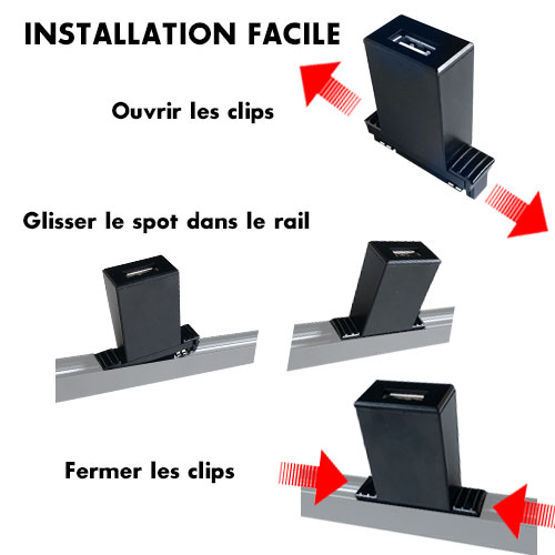 Adaptateur USB 2A pour Rail noir