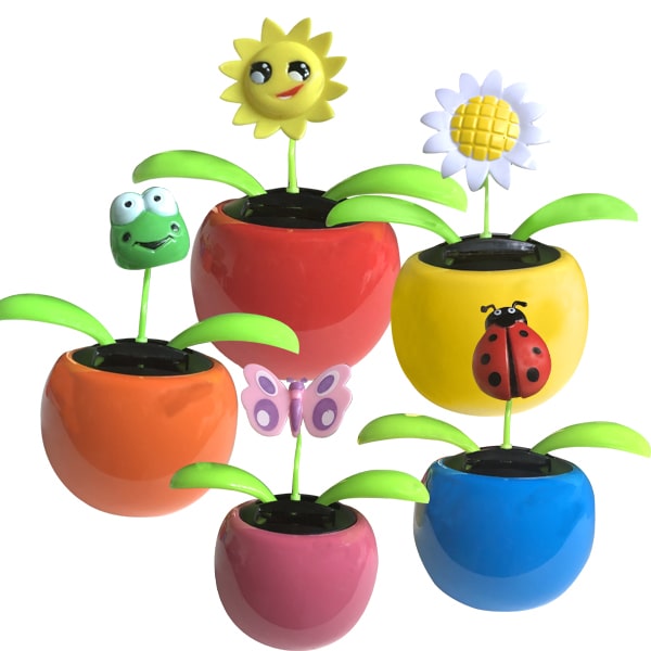 Figurine solaire en pot pour tableau de bord 
