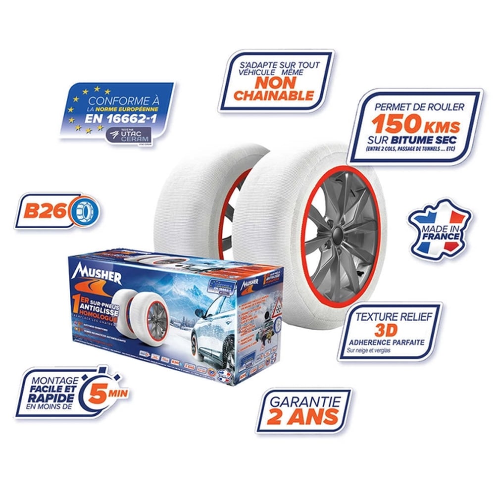 avis sur Chaussettes antiglisse Premium MUSHER CAMPING CAR 235/65-16 Taille 9