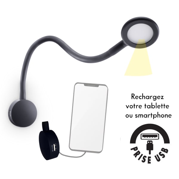 Ready Lampe Lecture LED 12-24V – Tactile, USB 5V/2A, Pour Camping-Car, Bateau, Caravane – Argenté