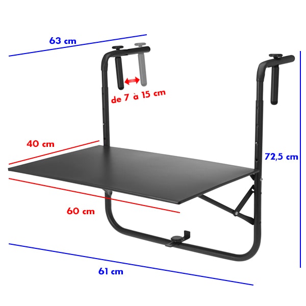 Table  suspendre pliante 60x40 cm