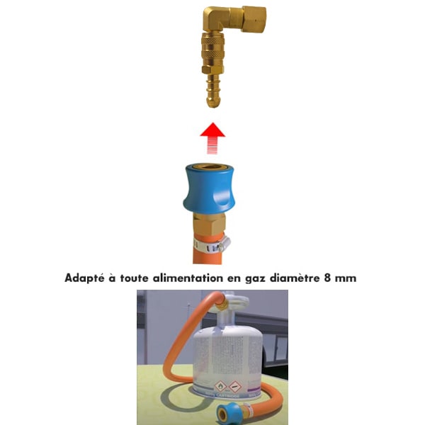 Raccord gaz rapide coud diamtre 13,16mm auto