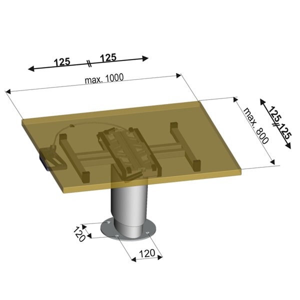 Pied de table avec platine rotative