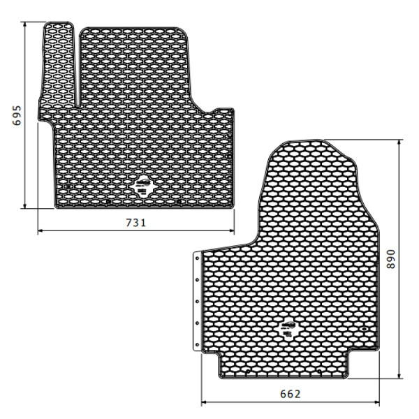 Tapis de cabine Caoutchouc Vivaro Trafic et Talento