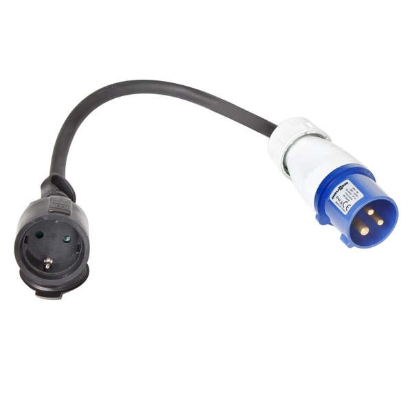 Adaptateur prise femelle française et prise mâle CE17 - 2P+T 240V camping -  S03264 - MATOUTILS