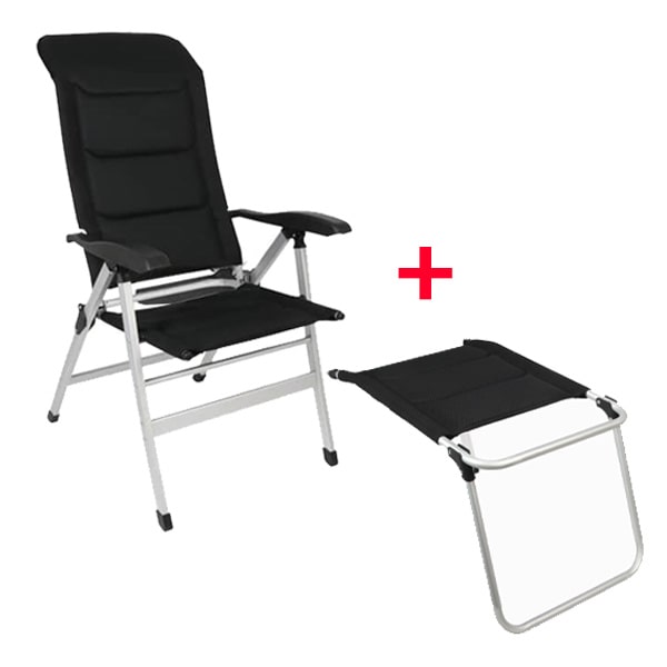 Fauteuil Confort MESH Noir Bayasun + Repose-jambes OFFERT