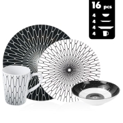 Lot de vaisselle Mlamine BLACK WHITE