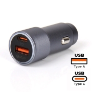 Prise allume-cigare aluminium USB A+C CARBEST