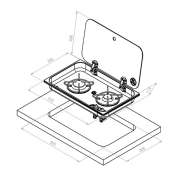 R�chaud 2 feux CARBEST 530x326mm