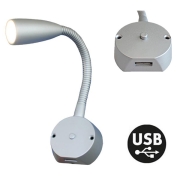 Spot LED gris 10-30V 1W USB