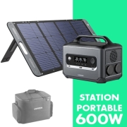 Station lectrique portable 600W + Panneau solaire 100W + Sacoche transport