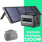 Station lectrique portable 1200W + Panneau solaire 200W + Sacoche transport