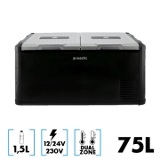 Glacire 75L  compression Dual Zone 12/24V et 230V MESTIC MCCP-75 AC/DC