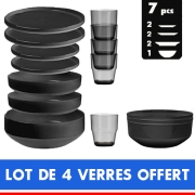 Lot de vaisselle Stone Touch ODETTE 6 en 1 Double Black