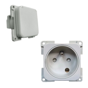 Prise 220V grise avec scurit enfant