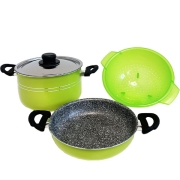 Popote alu verte 22 cm 4 pièces