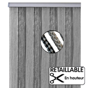 Rideau de porte 60 x 190 cm Noir et gris