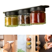 Lot de 3 bocaux de rangement 125 ml et socle magntique SILWY