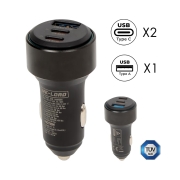 Prise allume-cigare triple USB-A / 2 USB-C 66W