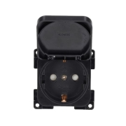 Prise 230V SCHUKO Noire avec couvercle