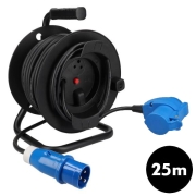 Enrouleur 25m cble lectrique fiche et prise CEE