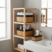 Lot de 3 paniers en bambou avec housses détachables