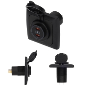 Prise double USB-C 12V/24V Opal Power Line noire HABA