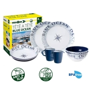 Lot de vaisselle Brunner 8 pi�ces Blue Ocean m�lamine T�te-�-T�te