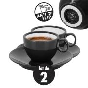 Lot de 2 tasses Espresso M�lamine Venetian noir 10 cl anti-d�rapantes BRUNNER